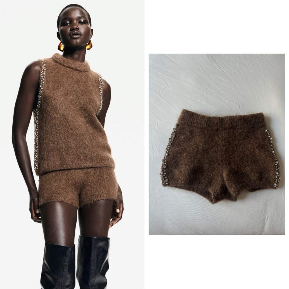 H&M Premium Selection Mohair Blend Embellished Shorts